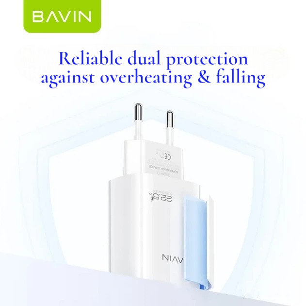 Bavin 22.5W USB Fast Charger with Cable – White - Image 3