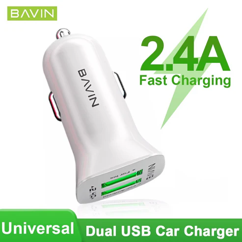 Bavin PC253 Dual USB 2.4A Car Charger – White - Image 3
