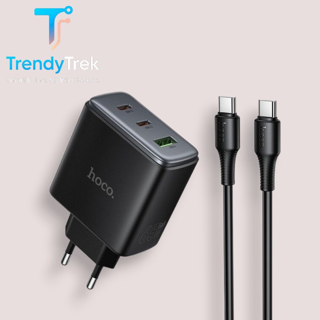 HOCO C160A 65W GaN Fast Charger Set with USB-C to USB-C Cable - Image 2