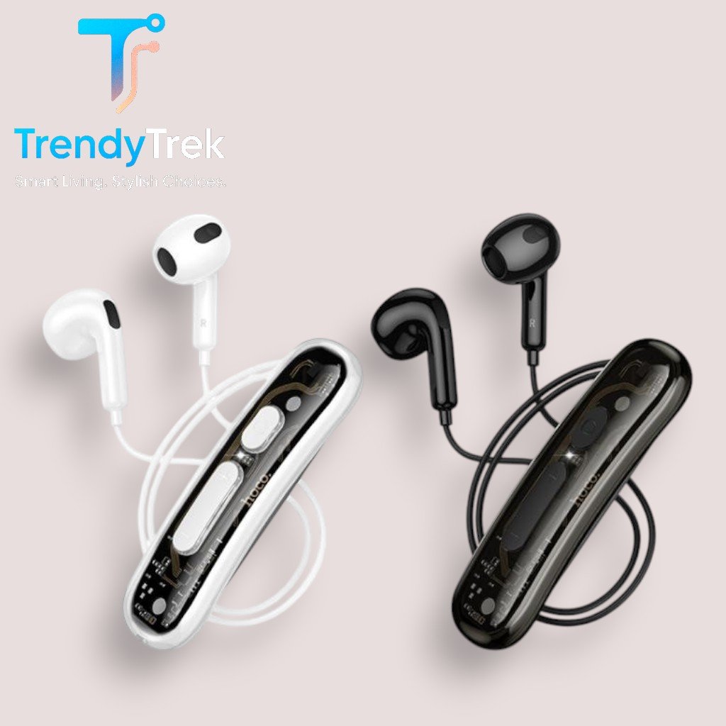 HOCO ES77 Magnetic Lavalier Wireless Bluetooth Earphones – Black / White - Image 2
