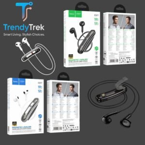 HOCO ES77 Magnetic Lavalier Wireless Bluetooth Earphones – Black / White