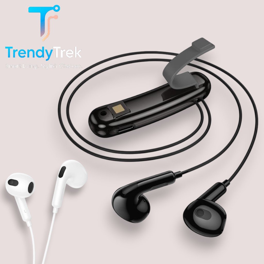 HOCO ES77 Magnetic Lavalier Wireless Bluetooth Earphones – Black / White - Image 5