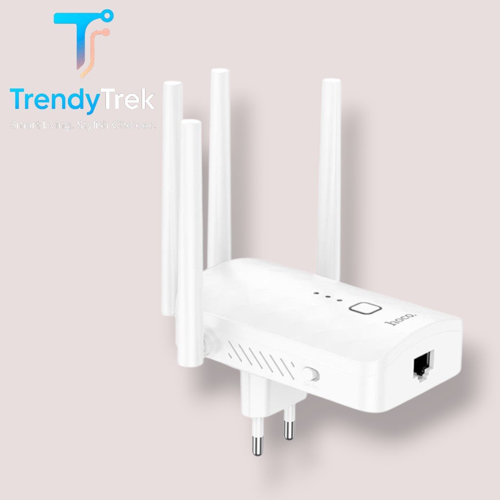HOCO HI35 300Mbps WiFi 4 Repeater Signal Amplifier – White - Image 2