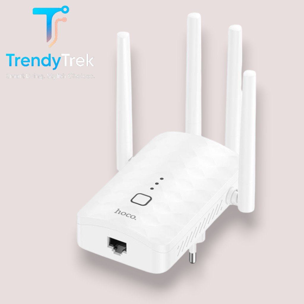 HOCO HI35 300Mbps WiFi 4 Repeater Signal Amplifier – White - Image 4