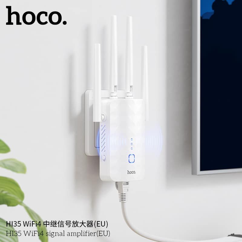 HOCO HI35 300Mbps WiFi 4 Repeater Signal Amplifier – White - Image 7