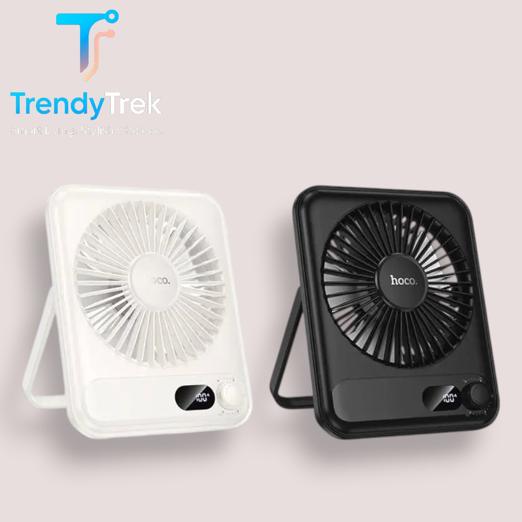 HOCO HX607 Ultra-Thin Quiet High-Power Desktop Fan – Black / White - Image 2
