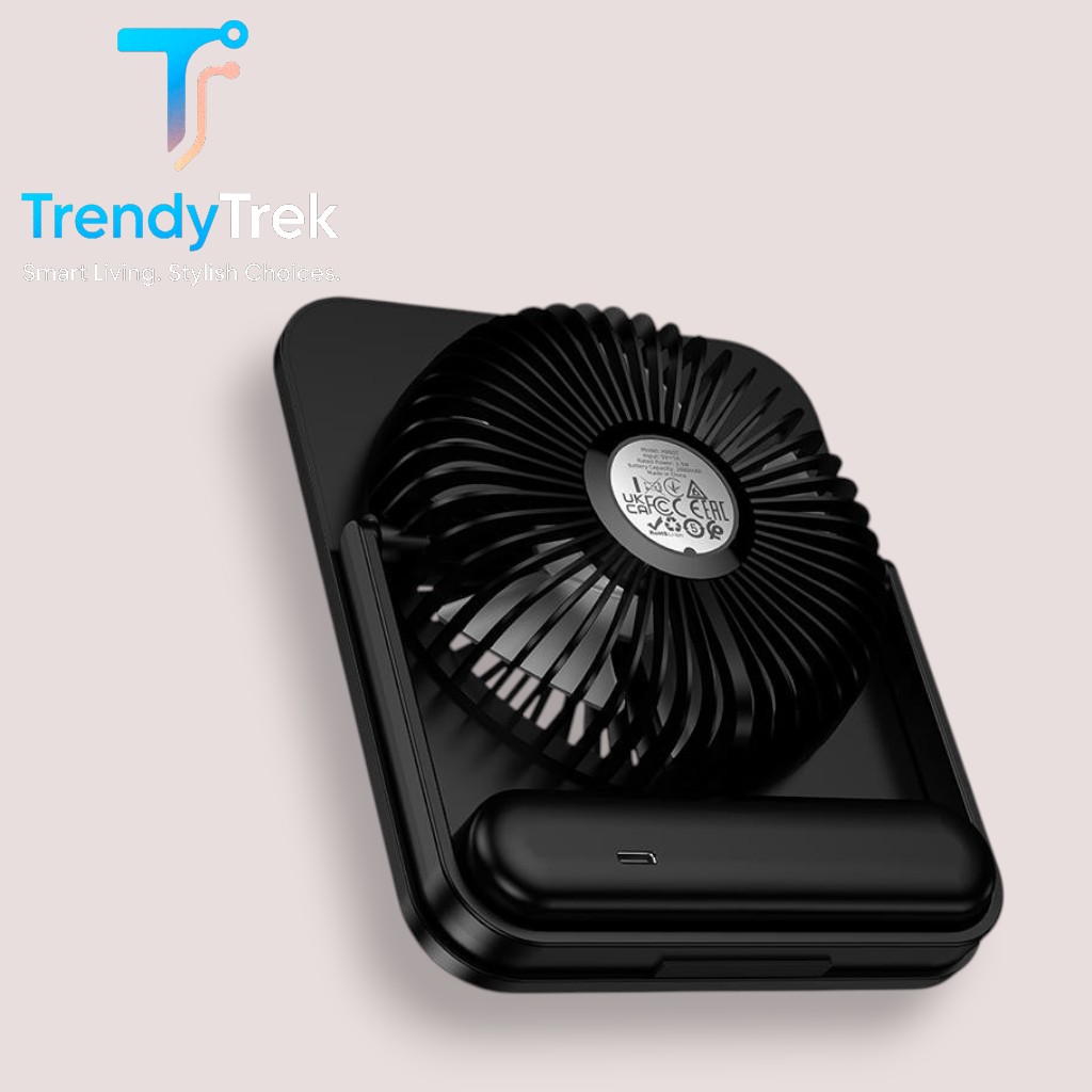 HOCO HX607 Ultra-Thin Quiet High-Power Desktop Fan – Black / White - Image 3