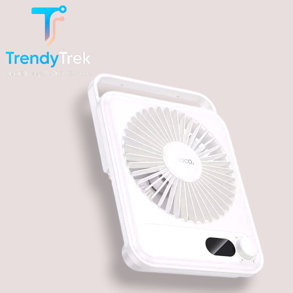 HOCO HX607 Ultra-Thin Quiet High-Power Desktop Fan – Black / White - Image 4