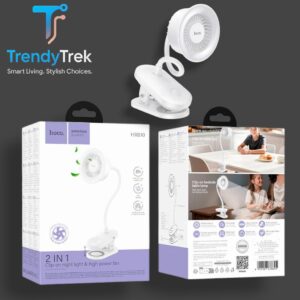 HOCO HX610 2-in-1 Clip-On Night Light & High-Power Fan – White