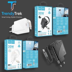 Hoco N58 Full PD30W USB-C Wall Charger with Retractable Cable – EU Plug