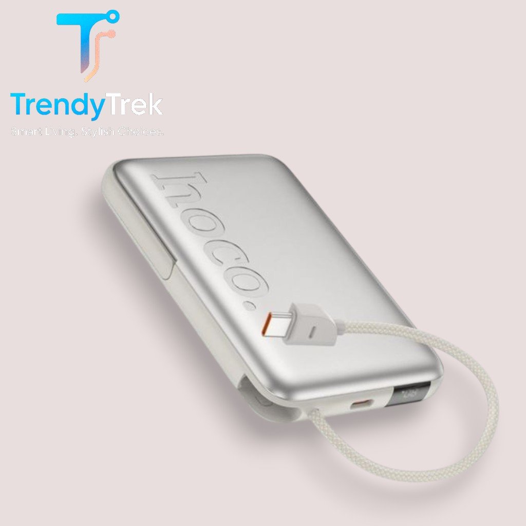 HOCO Q43 10000mAh 3-in-1 Magnetic Wireless Charging Power Bank with Built-In Cable & Phone Holder - Image 5