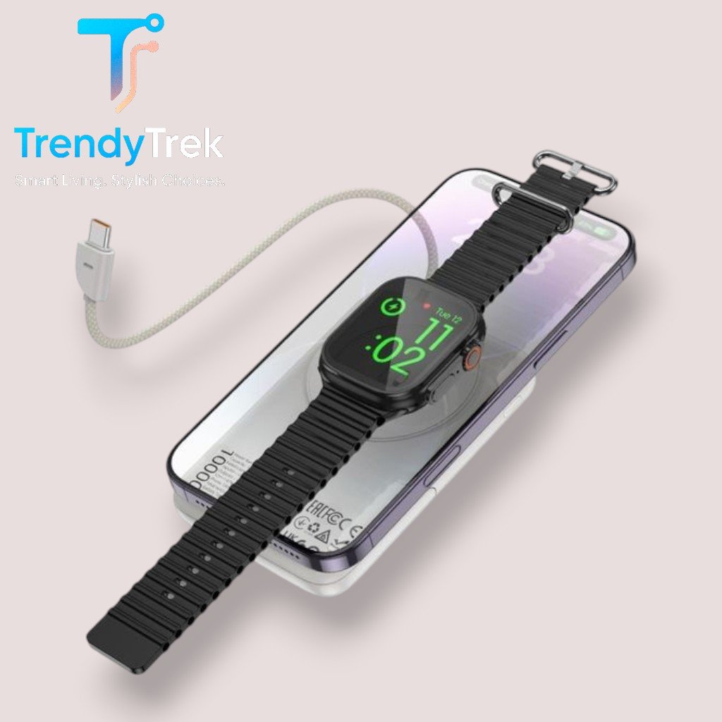 HOCO Q43 10000mAh 3-in-1 Magnetic Wireless Charging Power Bank with Built-In Cable & Phone Holder - Image 6