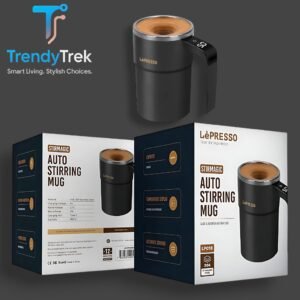 LePresso Stirmagic Auto Stirring Mug with Temperature Display – Black