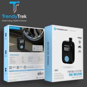 Powerology Portable Electric Tire Inflator 150 PSI – Black