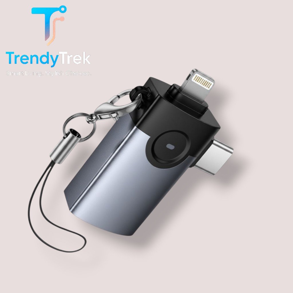 Hoco UA46D 2-in-1 OTG Adapter – Lightning & USB-C Male to USB-A Female - Image 4