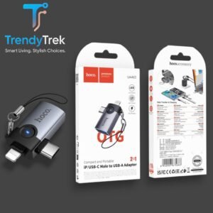Hoco UA46D 2-in-1 OTG Adapter – Lightning & USB-C Male to USB-A Female