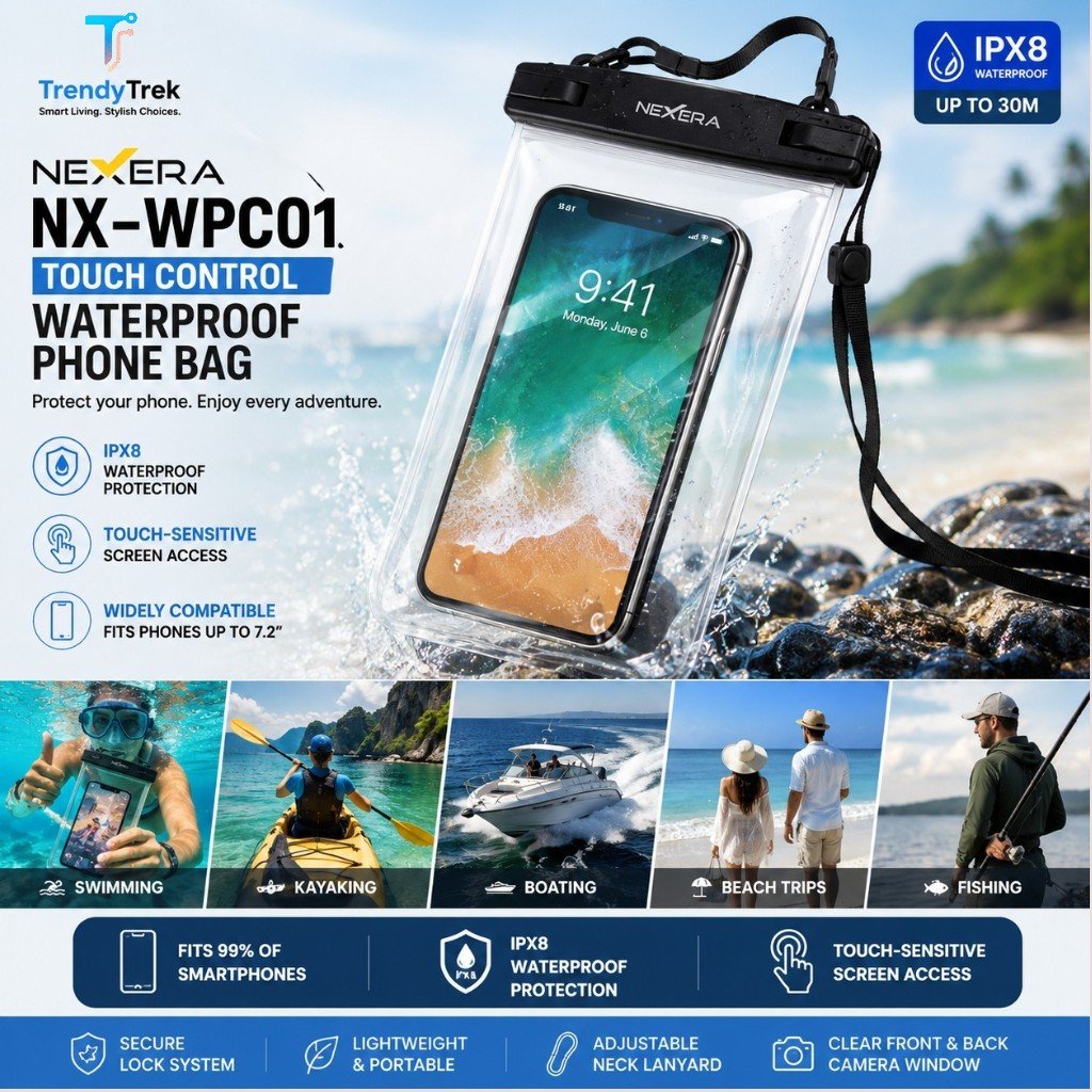 Nexera NX-WPC01 IPX8 Touch Control Transparent Waterproof Phone Bag - Image 8