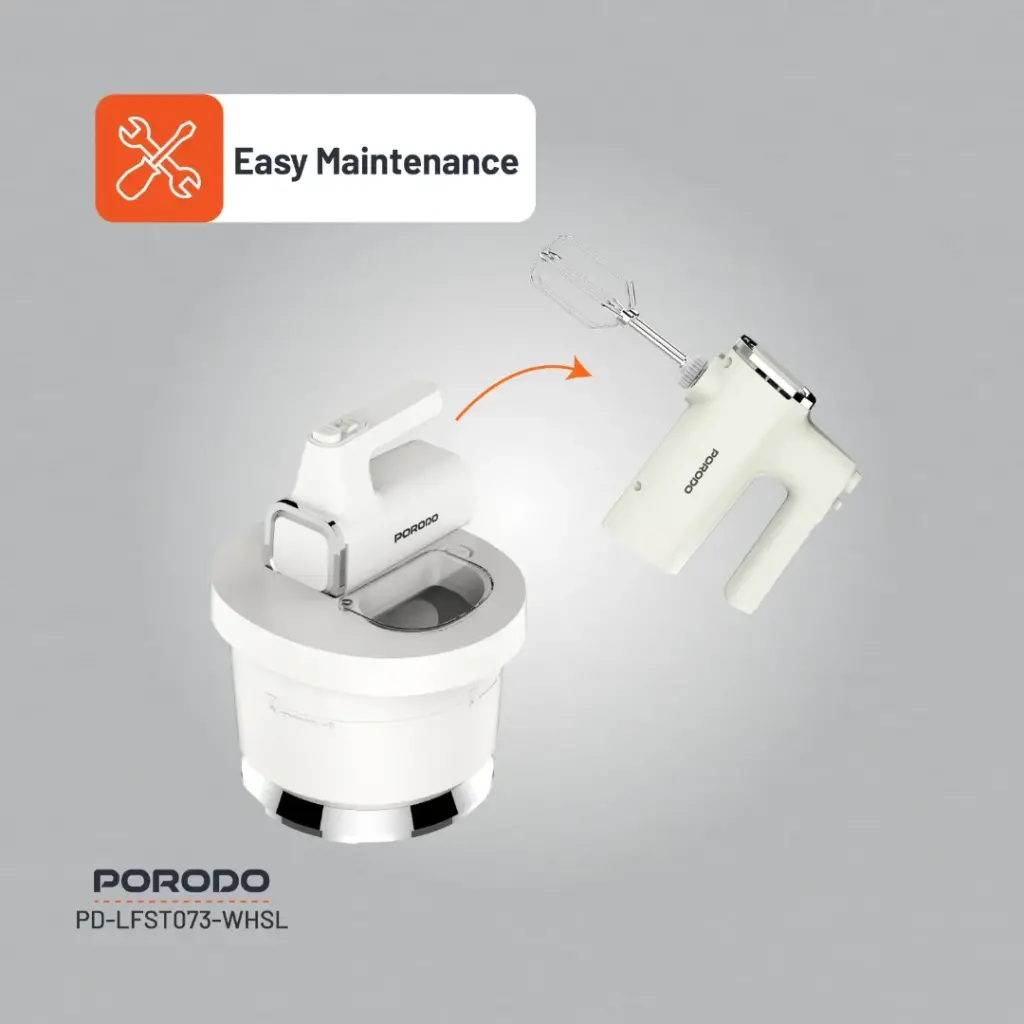 Porodo Lifestyle Spill-Proof Dual Mode Mixer – White/Silver - Image 4