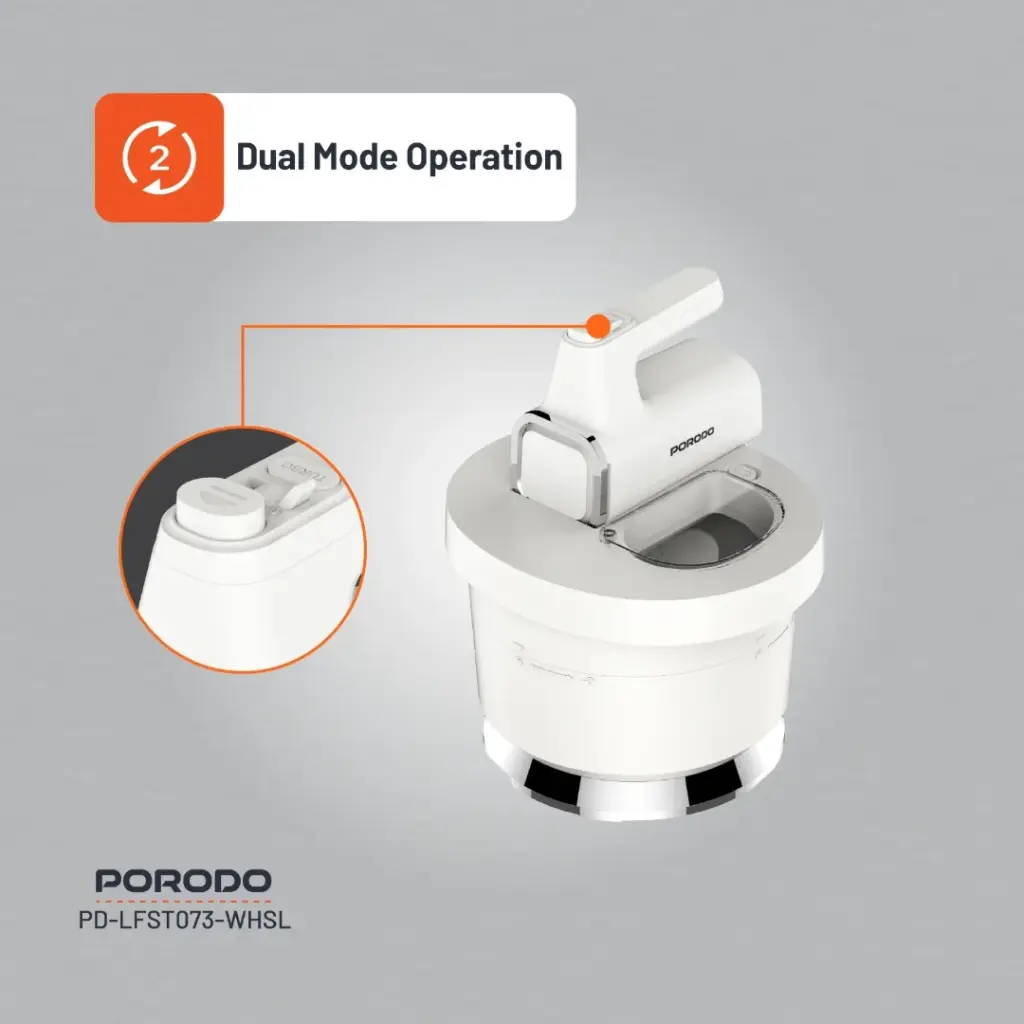 Porodo Lifestyle Spill-Proof Dual Mode Mixer – White/Silver - Image 5