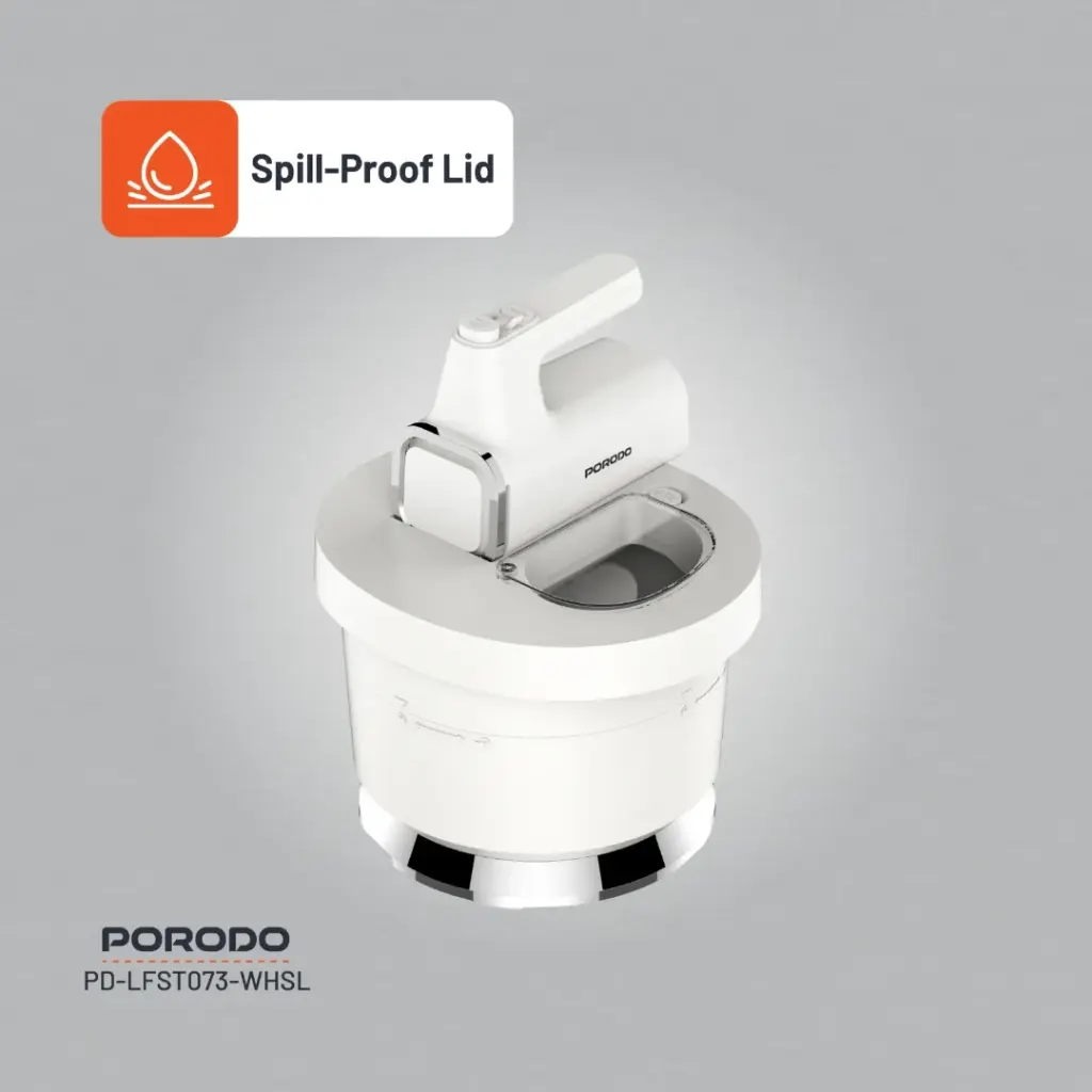 Porodo Lifestyle Spill-Proof Dual Mode Mixer – White/Silver - Image 8