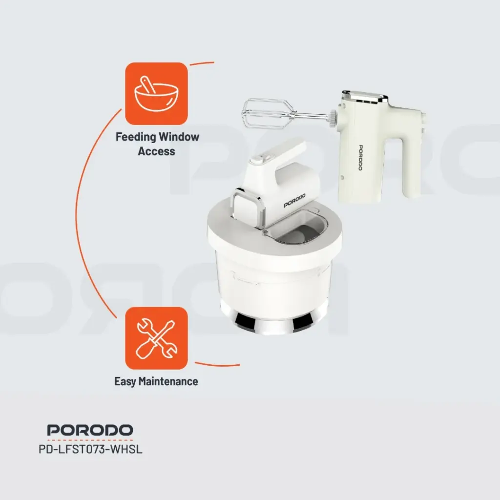 Porodo Lifestyle Spill-Proof Dual Mode Mixer – White/Silver - Image 12