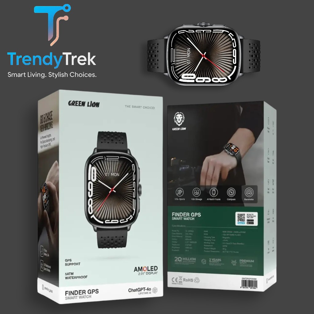Green Lion Finder GPS Smart Watch – Black