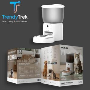Green Lion Smart Pet Feeder with HD Camera & Stainless Steel Bowl – White