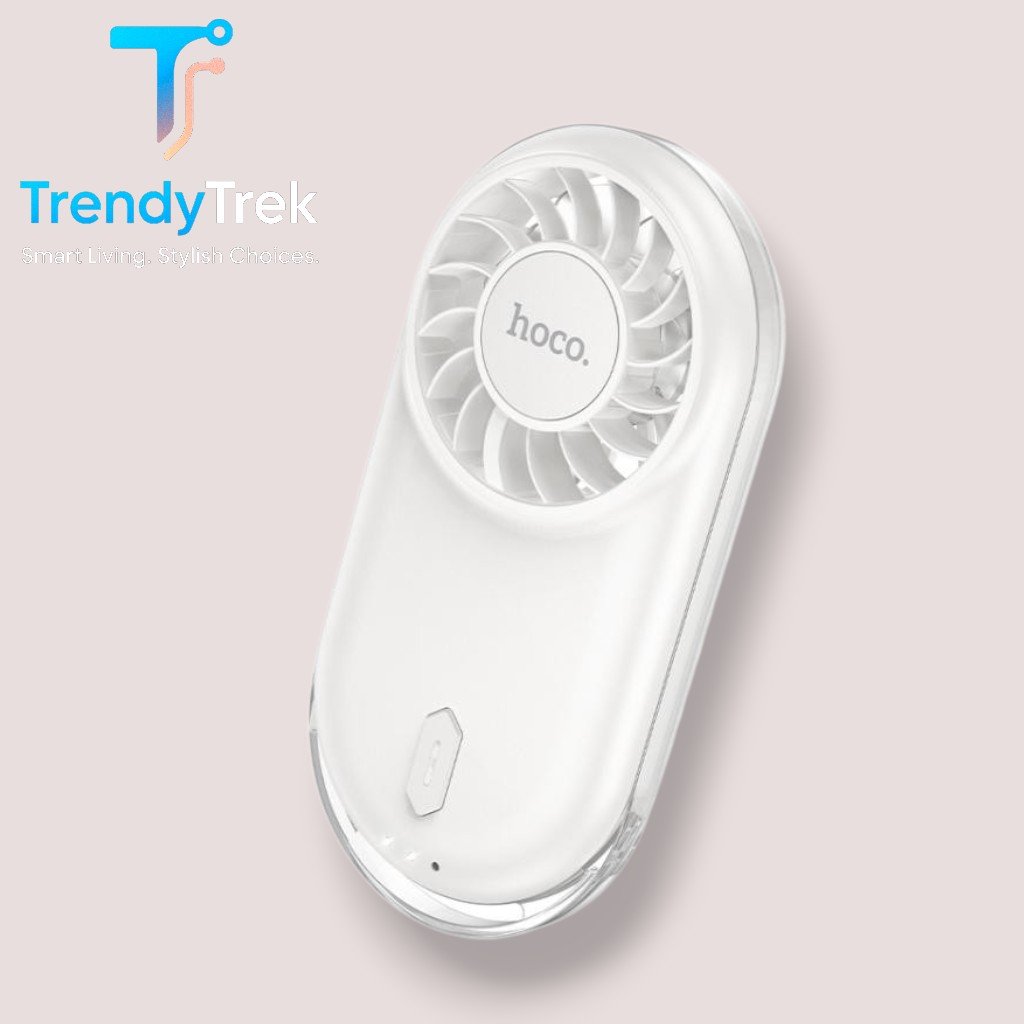 Hoco HX611 Ultra-Thin Strong-Wind Portable Pocket Fan – Milky White - Image 2