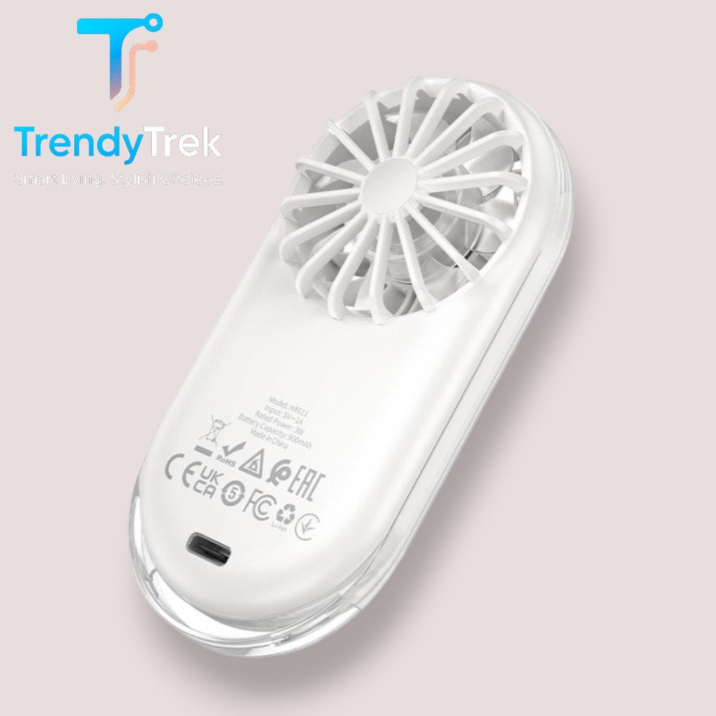 Hoco HX611 Ultra-Thin Strong-Wind Portable Pocket Fan – Milky White - Image 4