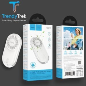 Hoco HX611 Ultra-Thin Strong-Wind Portable Pocket Fan – Milky White