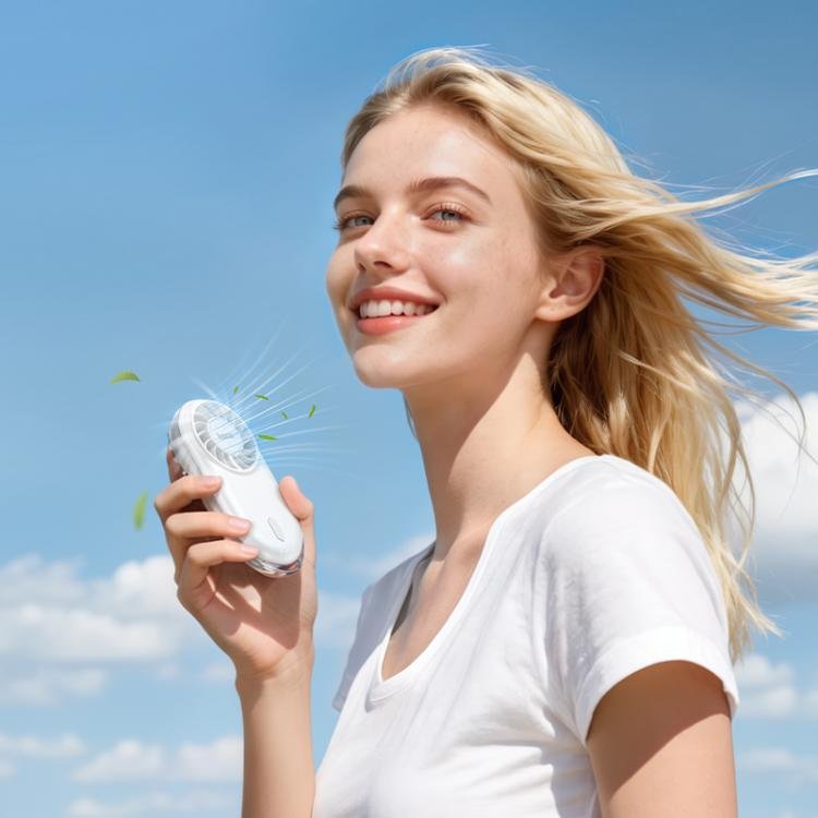 Hoco HX611 Ultra-Thin Strong-Wind Portable Pocket Fan – Milky White - Image 5