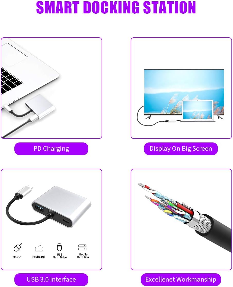USB-C 4-in-1 Hub Adapter with 4K HDMI, VGA, USB 3.0 & PD Charging – Grey - Image 9