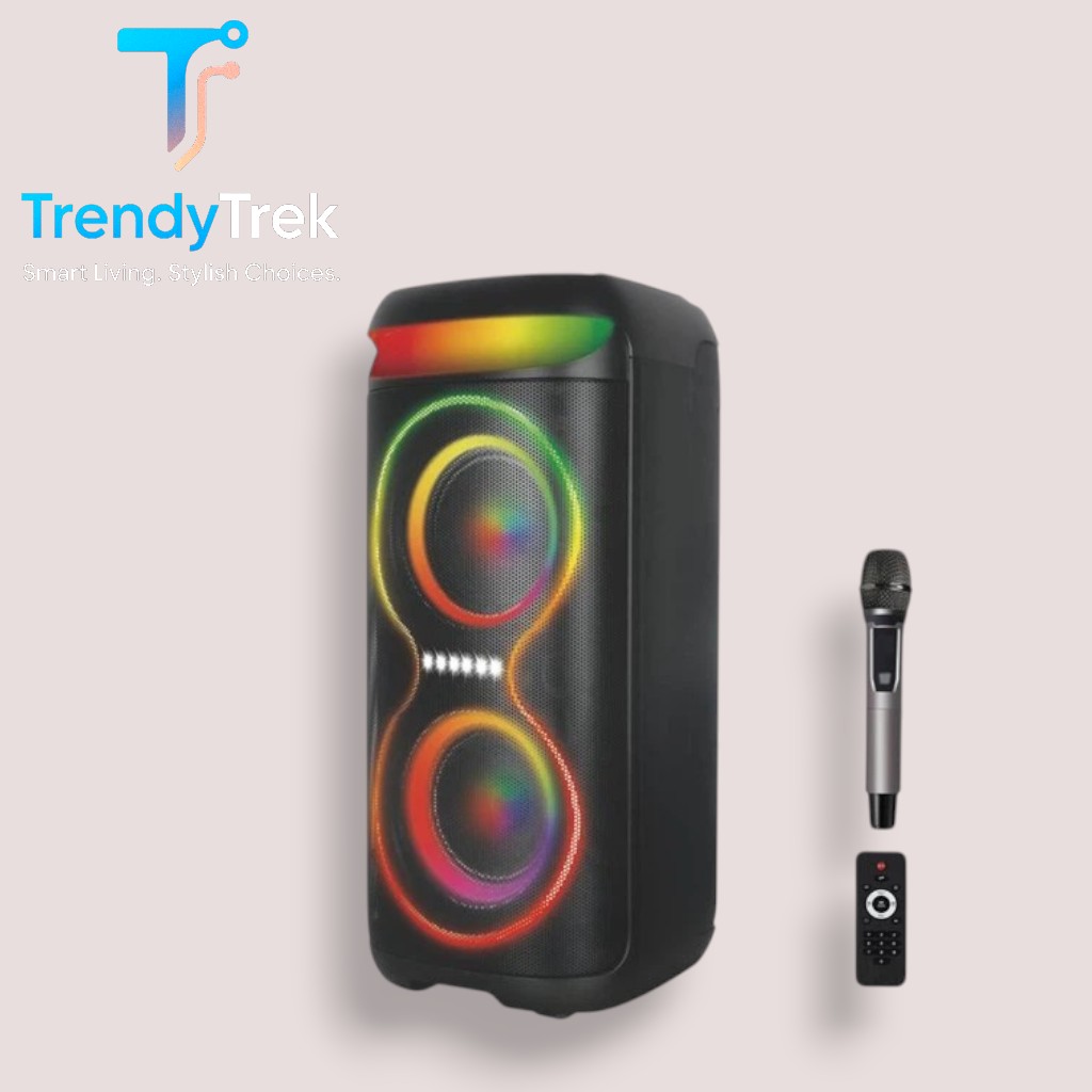 XO F70 Portable Bluetooth Party Speaker with Wireless Microphone & RGB Lighting – Black - Image 2
