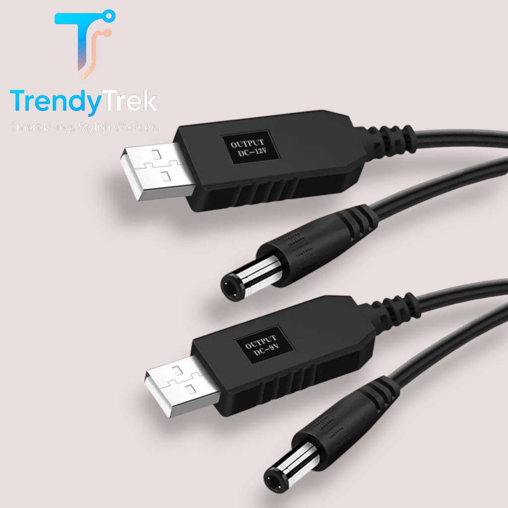 USB Power Boost Cable USB-A to 5.5×2.1mm DC Male Converter Cable (9V / 12V, 1m) - Image 2