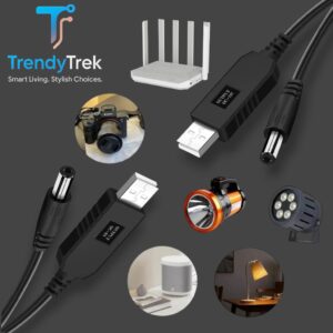 USB Power Boost Cable USB-A to 5.5×2.1mm DC Male Converter Cable (9V / 12V, 1m)