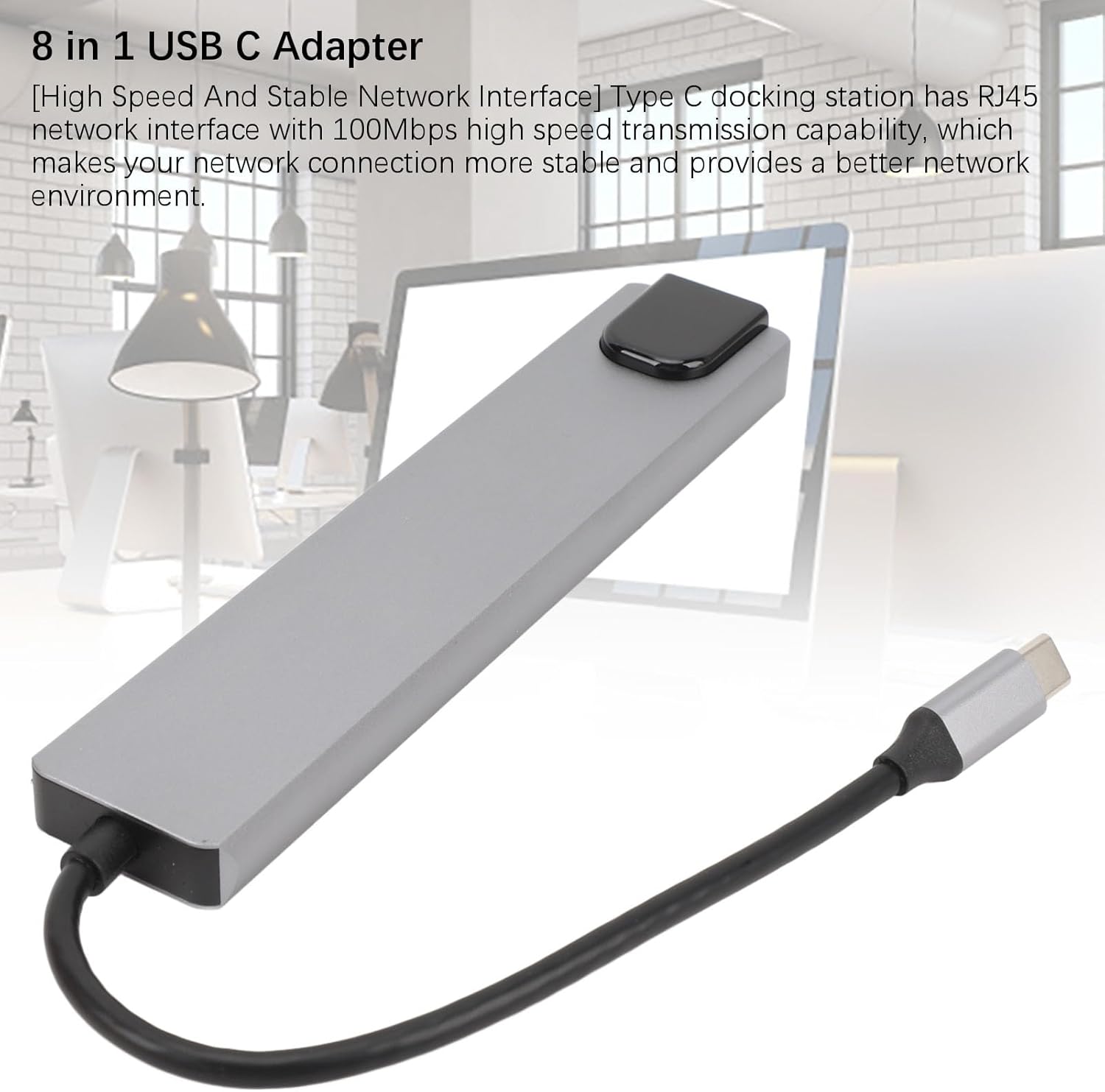 USB-C 8-in-1 Hub Adapter with 4K HDMI, RJ45, SD/TF, USB & PD Charging – Space Grey - Image 7