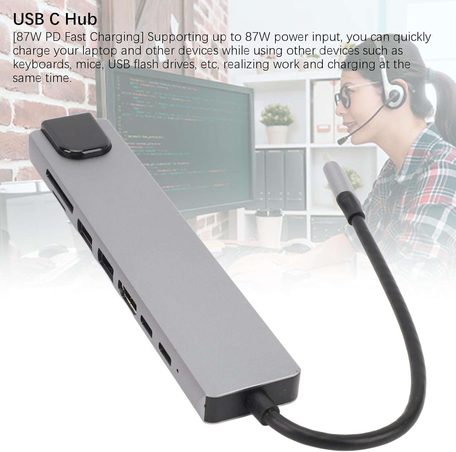 USB-C 8-in-1 Hub Adapter with 4K HDMI, RJ45, SD/TF, USB & PD Charging – Space Grey - Image 10