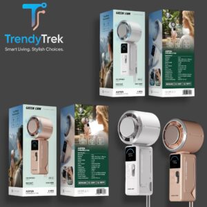 Green Lion Aspen Handheld Fan with Instant Cooling, 100 Speeds & Smart Display – 4000mAh