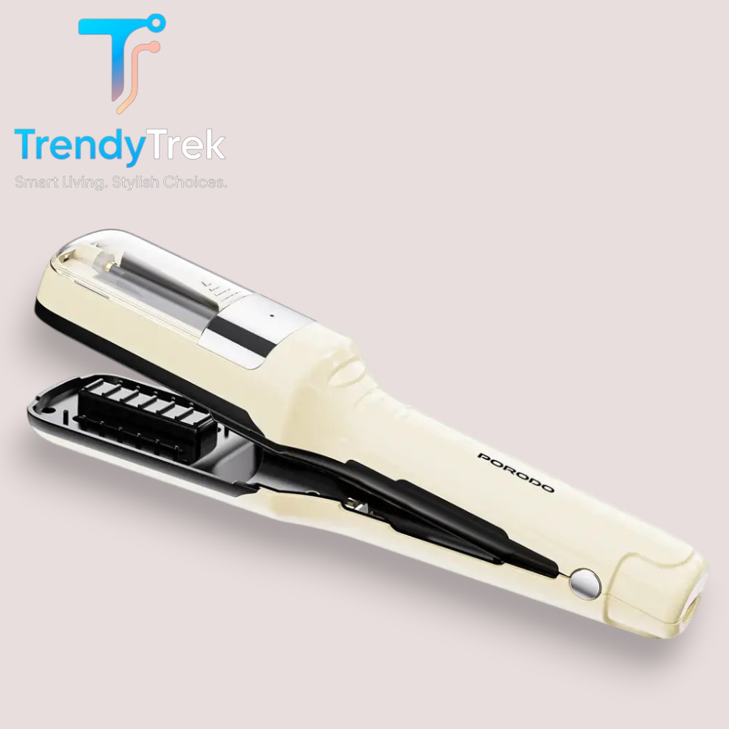 Porodo Lifestyle 2-In-1 Split End Trimmer & Hair Straightener – White - Image 4