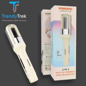 Porodo Lifestyle 2-In-1 Split End Trimmer & Hair Straightener – White