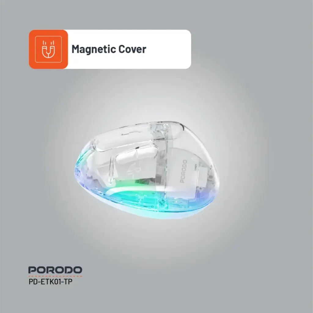 Porodo Vertical 4800 DPI Wireless Mouse with Bluetooth & 2.4GHz – Transparent - Image 9