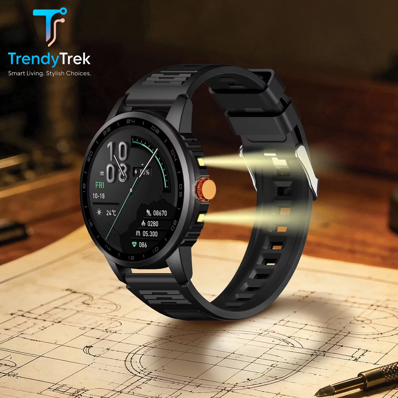 Green Lion Force Smart Watch 1.52" IPS Display with Bluetooth Calling – Black / Silver - Image 3