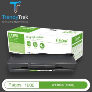 i-Aicon Premium Compatible HP 106A Black Toner with Chip – W1106A – 1,000 Pages