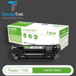 i-Aicon Premium Compatible HP 136A Black Toner with Chip – W1360A – 1,150 Pages