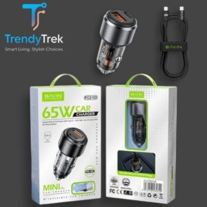 BAVIN PC2153 Mini 65W PD Dual-Port Car Charger with 1m USB-C to USB-C Cable