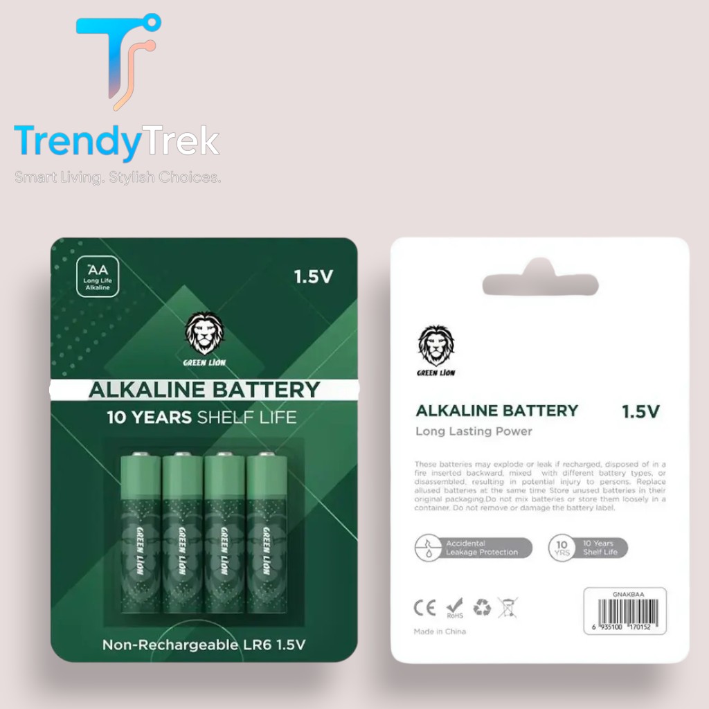 Green Lion Alkaline Batteries 1.5V 4-Pack – AA & AAA - Image 2