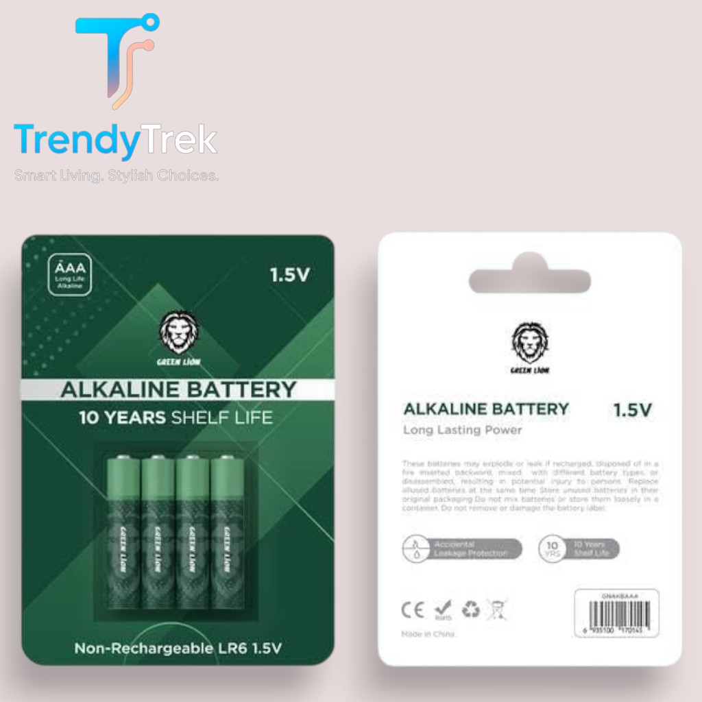 Green Lion Alkaline Batteries 1.5V 4-Pack – AA & AAA - Image 3