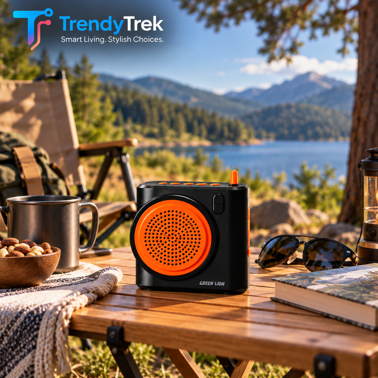 Green Lion Treks Portable Bluetooth Speaker with TWS & FM Radio – Black - Image 3