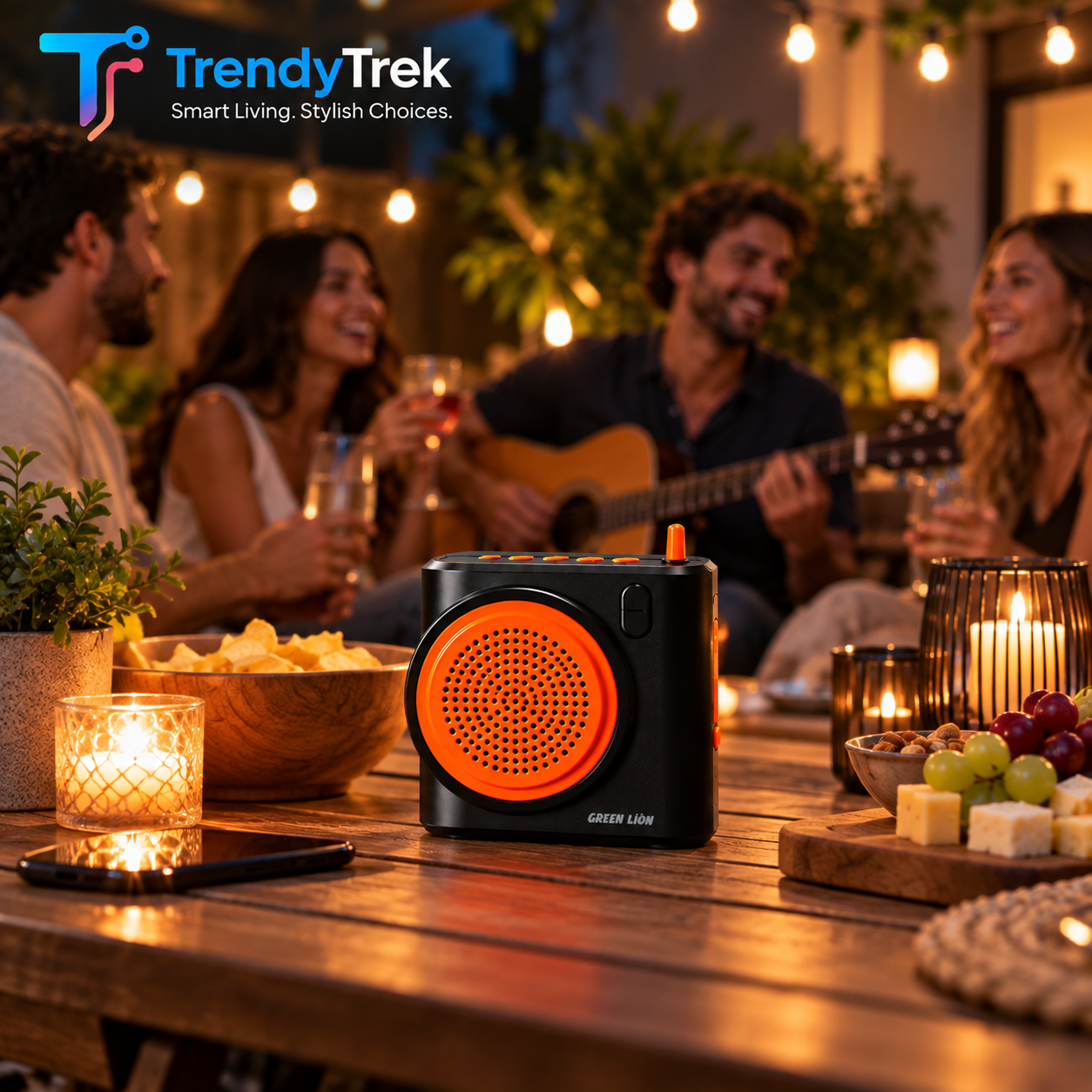 Green Lion Treks Portable Bluetooth Speaker with TWS & FM Radio – Black - Image 4