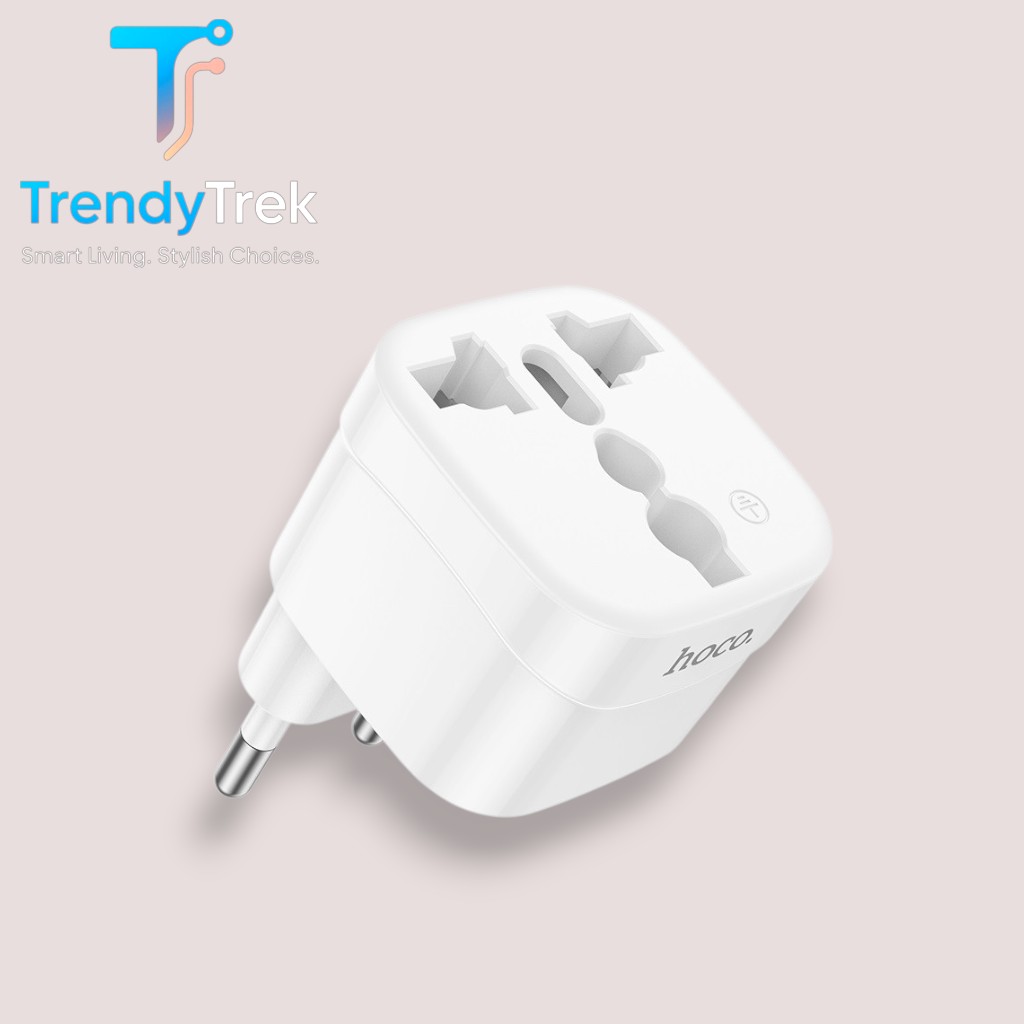 HOCO DC60 Universal-to-EU 2500W Travel Plug Adapter – White - Image 3
